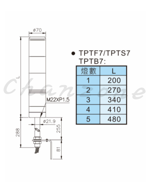 天得科技 積層式警示燈 TPTF7 TPTS7 TPTB7